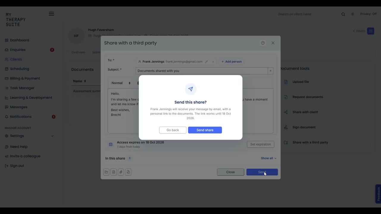 Share client documents with people outside your practice demo