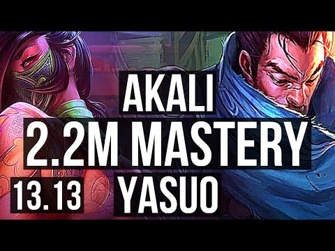 AKALI vs YASUO (MID) | 2.2M mastery, 10/1/2, Legendary, 400+ games | NA Grandmaster | 13.13
