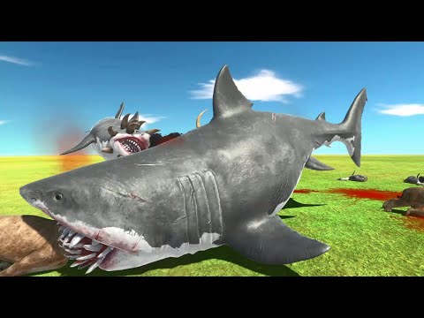 Mutant Megalodon Shark VS Prehistoric Mammals Slap Giants - Animal Revolt Battle Simulator 9999