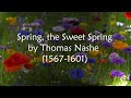 Spring By Thomas Nashe Spring The Sweet Spring