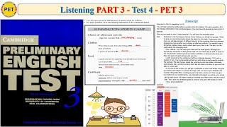 PET 3 Listening Part 3 Test 4 (Transcript + Key)