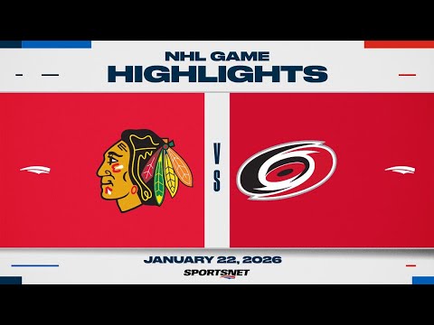 NHL Highlights | Blackhawks vs. Hurricanes - January 22, 2026