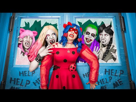 Vampire Apocalypse in Superhero School / Harley Quinn Vs Hello Kitty Vs LadyBug/ Part 2