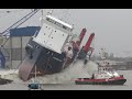 4k | Spectacular Two View SYMPHONY SUN Launch at Ferus Smit Shipyard Leer