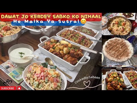 Grand Dawat Vlog💕Smoky Bihari boti with Mango Salad &More|Menu & Table Decor Ideas #cookedbysabeen