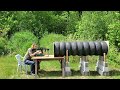 Gun silencer prototype made of tires
