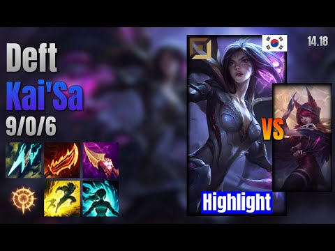 Deft Adc Kai'Sa vs Xayah lol KR solo rank Highlight 14.18