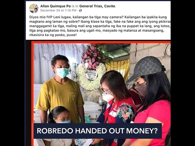 FALSE: Photo shows Robredo handing out money at Gregorio wake