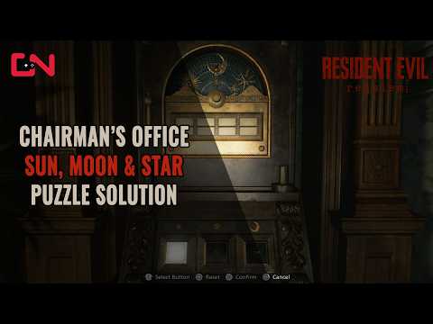 Resident Evil Requiem Chairman's Office Puzzle Solution - Moon, Star and Sun Puzzle