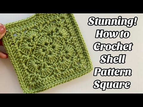 CROCHET PATTERN - SHELL STITCH GRANNY SQUARE -  Easy Step by step Tutorial US Terms