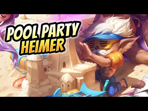 🦀 ¡ASÍ ES LA SKIN DE HEIMERDINGER POOL PARTY INGAME! 🦀 Heimer Fiesta en la Piscina Gameplay Español