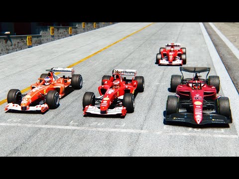 Ferrari F1 2022 vs Ferrari F1 2002-2003-2004 at Interlagos GP