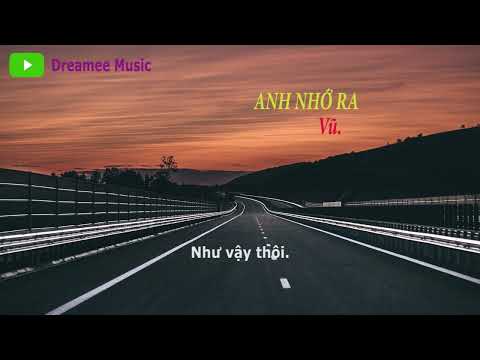 ANH NHỚ RA | Vũ (Lyrics Video)