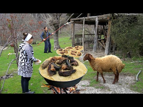 Special Azerbaijan Dish Recipe from Dough and Chicken in the Village | Scent of Spring