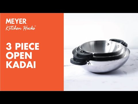 Pots and pans meyer stainless steel 3 piece open kadai/wok s...
