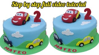 Easy Car Cake Design | Fondant Car Topper | Mcqueen Car Cake Theme  | Disney Car Cake Design