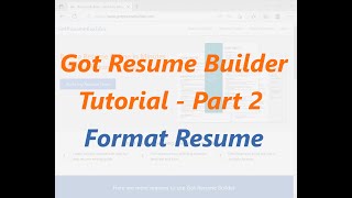 Got Resume Builder Tutorial - Part2: Select Resume Template and Format Resume