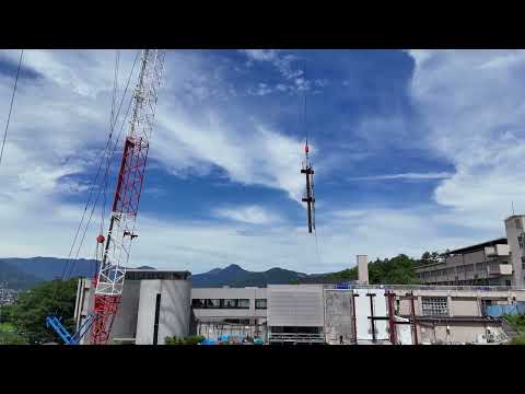 2025年7月撮影_新たな研究・地域連携拠点に向け新校舎建設中／2026年度完成予定