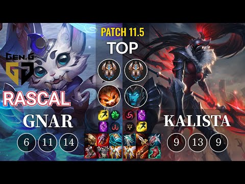 GEN Rascal Gnar vs Kalista Top - KR Patch 11.5