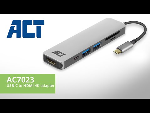 ACT USB-C multiport adapter for 1 HDMI monitor, 2x USB-A, card reader, PD pass-through