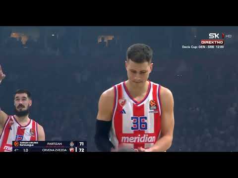 Partizan - Crvena zvezda 71:73 Nedovic resio derbi sa linije penala!