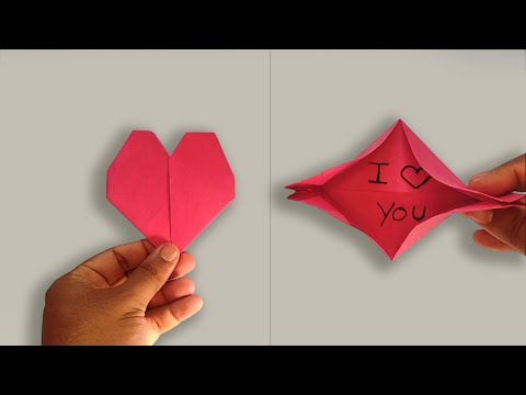 Easy Origami Heart with Surprise Message / Valentine's Day Pop-up Card - How to Fold