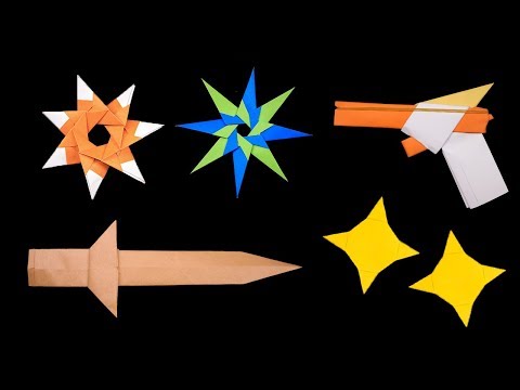 Top 06 Easy Origami Ninja Star/Sword/gun - How to make