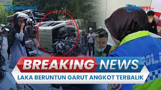 BREAKING NEWS: Angkutan Umum Terbalik Imbas Laka Beruntun di Tutugan Leles Garut, Pemotor Terkapar