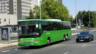 Circulación autobuses CRTM Alsa, Interbus - Paseo de la Castellana (Madrid) Julio 2022