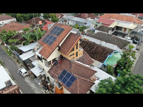 Instalasi PLTS Hybrid 5400Wp + Inverter 5kW — Drone View