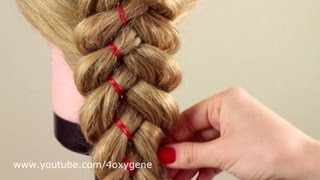 Смотреть онлайн Как заплести косу из пяти прядей с украшением