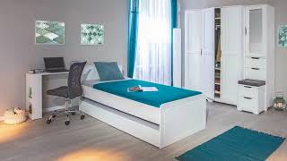 Inter Link Letto Singolo Sleep Well con Letto Estraibile - Pino Bianco 236x95 cm