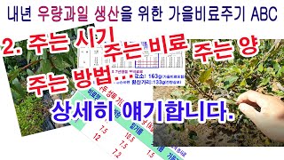 내년 우량과일 생산을 위한 가을비료주기 ABC. 2. 주는 시기, 주는 비료, 주는 양, 주는 방법 상세히 …