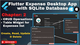 Chapter 2 - Flutter SQLite Expense Desktop App | Complete CRUD | Side Menu layout | Dark & light