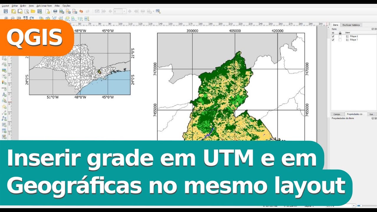 Inserir grade em UTM e em Geográficas em layout no QGIS - atualizado
