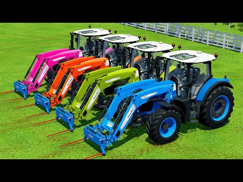 LOAD AND CUT BALES WITH COLORED CLAAS TRACTORS - Farming Simulator 22