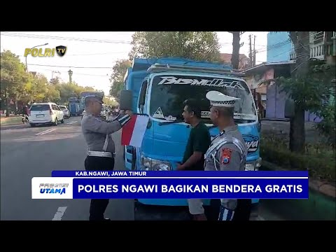 POLRES NGAWI BAGIKAN BENDERA MERAH PUTIH GRATIS