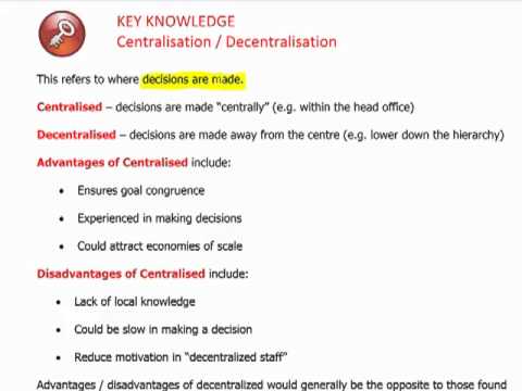 ACCA F1 - 3 Span of control, scalar chain, (de) centralisation