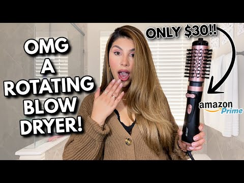 DAILYLIFE Rotating Hair Dryer Brush, Spinning Hair Dryer Brush with 2 Brushes (1.5" & 2"), Styler Volumizer，24K Gold Color video review thumbnail
