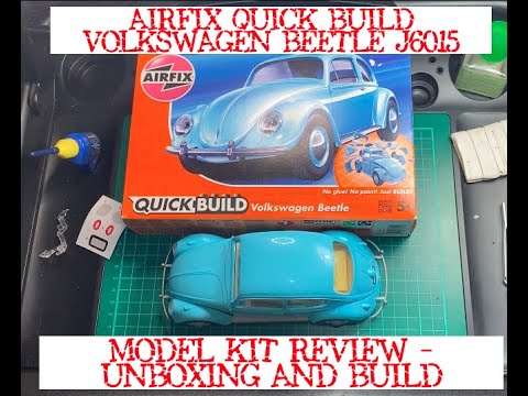 AIRFIX QUICK BUILD VOLKSWAGEN BEETLE J6015- MODEL KIT REVIEW - UNBOXING AND BUILD