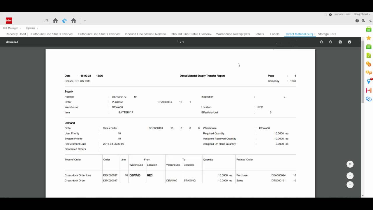 Cross Docking with Direct Material Supply