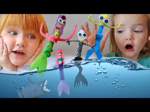 CRAFTS with ADLEY!!  how to make a MERMAID, Paint a Turkey Hand, and Snowflake Snow! Family DIY fun