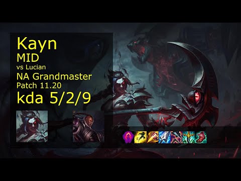 Kayn vs Lucian Mid - NA Grandmaster 5/2/9 Patch 11.20 Gameplay