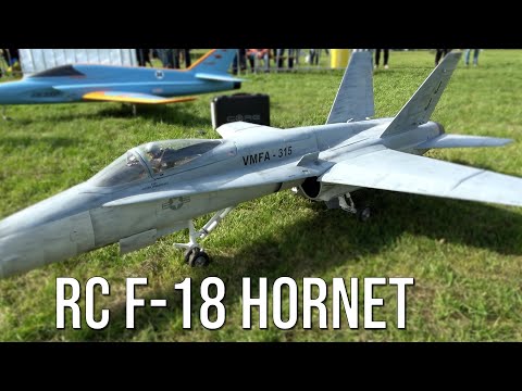 Big RC Jet F-18 Hornet Turbine Driven RC Plane Flying At Flight Show