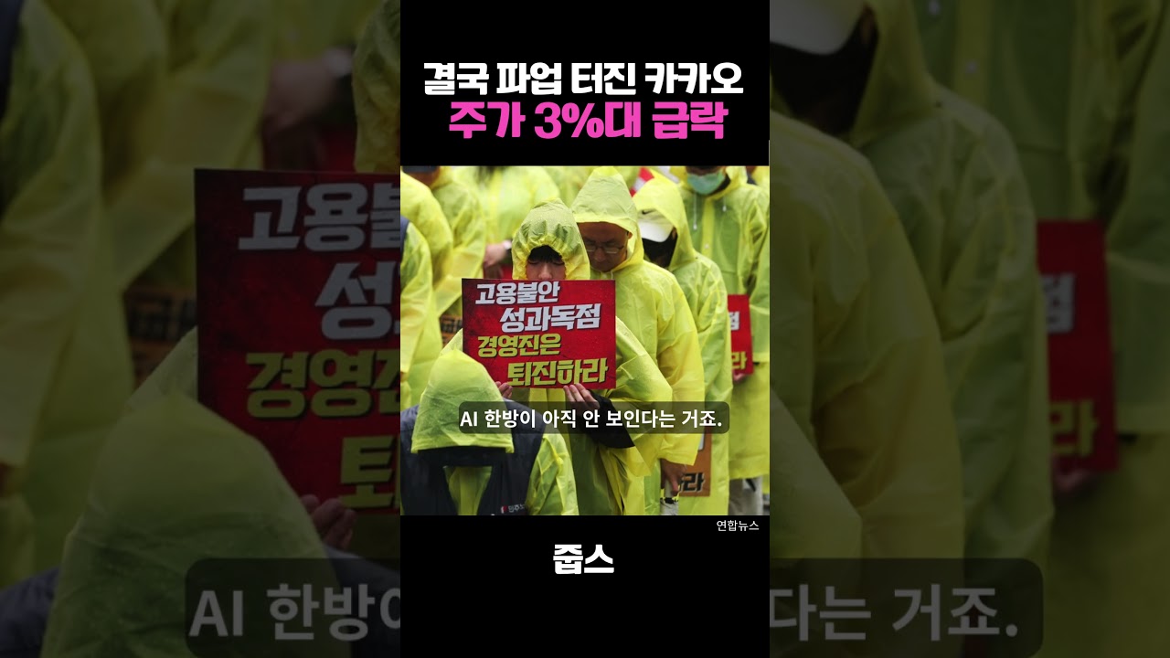 결국 파업 터진 카카오  주가 3%대 급락