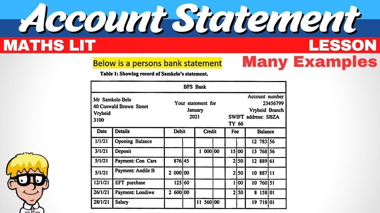 Account Statement Maths literacy