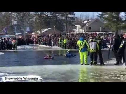 Pickerel snowmobile run across water 3