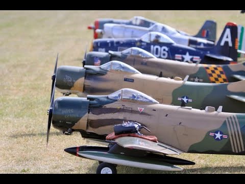 TJD RC DISPLAY TEAM - SIX LARGE SCALE WARBIRDS IN FORMATION THE SOUTHERN HEADCORN MODEL SHOW - 2019
