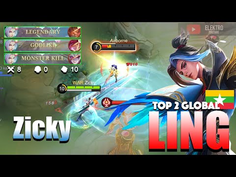 Ling NonStop Ganking & Rotation! That Perfect Gameplay | Top 2 Global Ling Gameplay By Zicky | MLBB