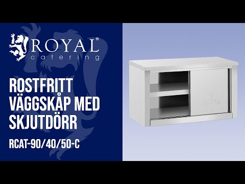 video - Rostfritt väggskåp med skjutdörr - 900 x 400 x 500 mm - 60 kg lastkapacitet per fack - Royal Catering